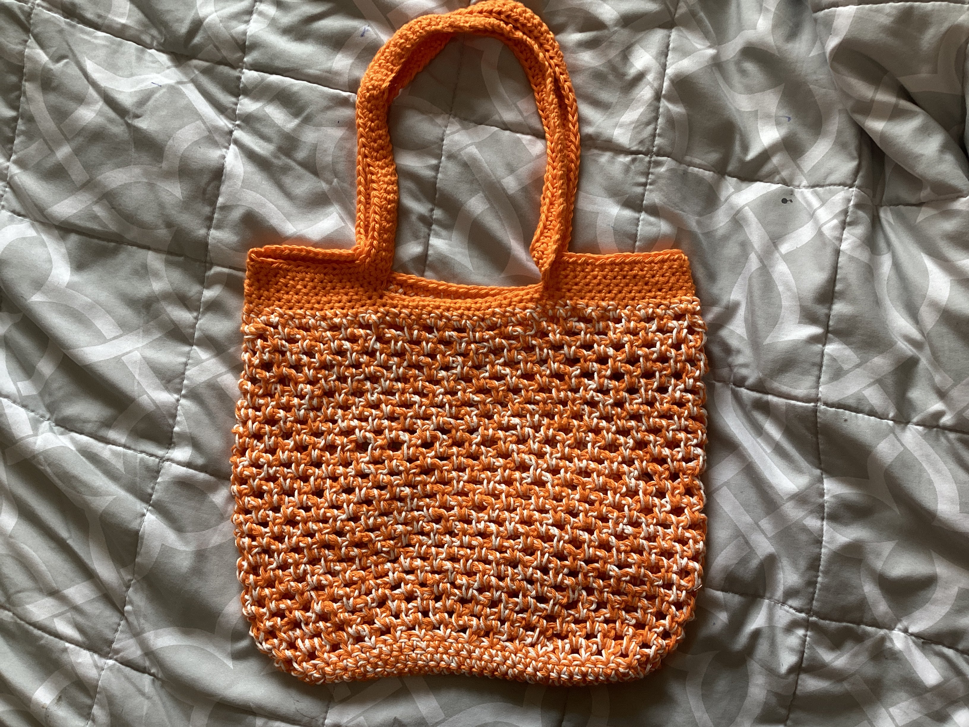 Orange + White Mini Beach Bag