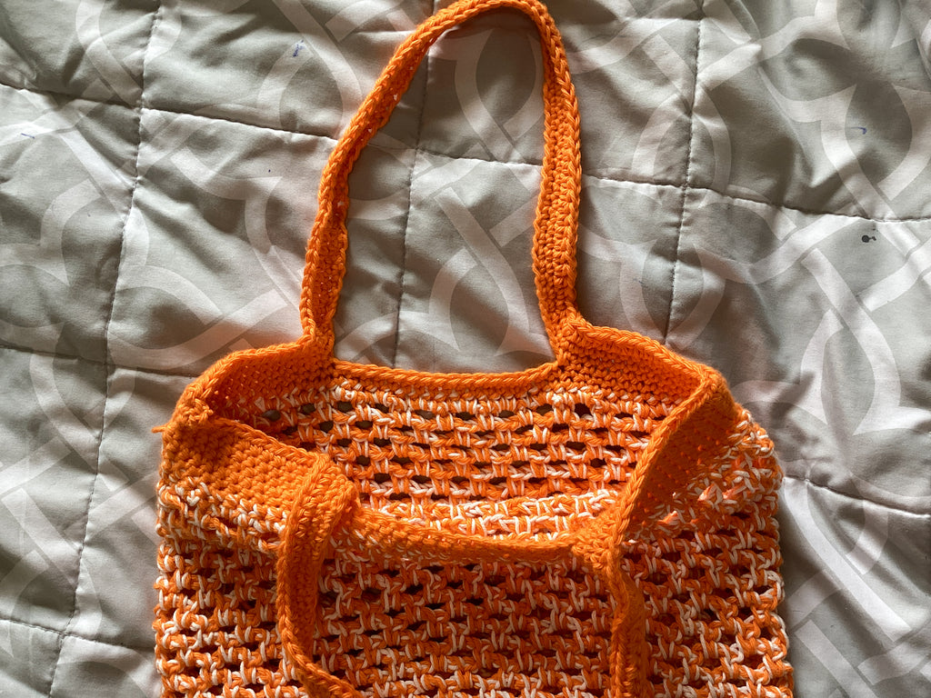 Orange + White Mini Beach Bag