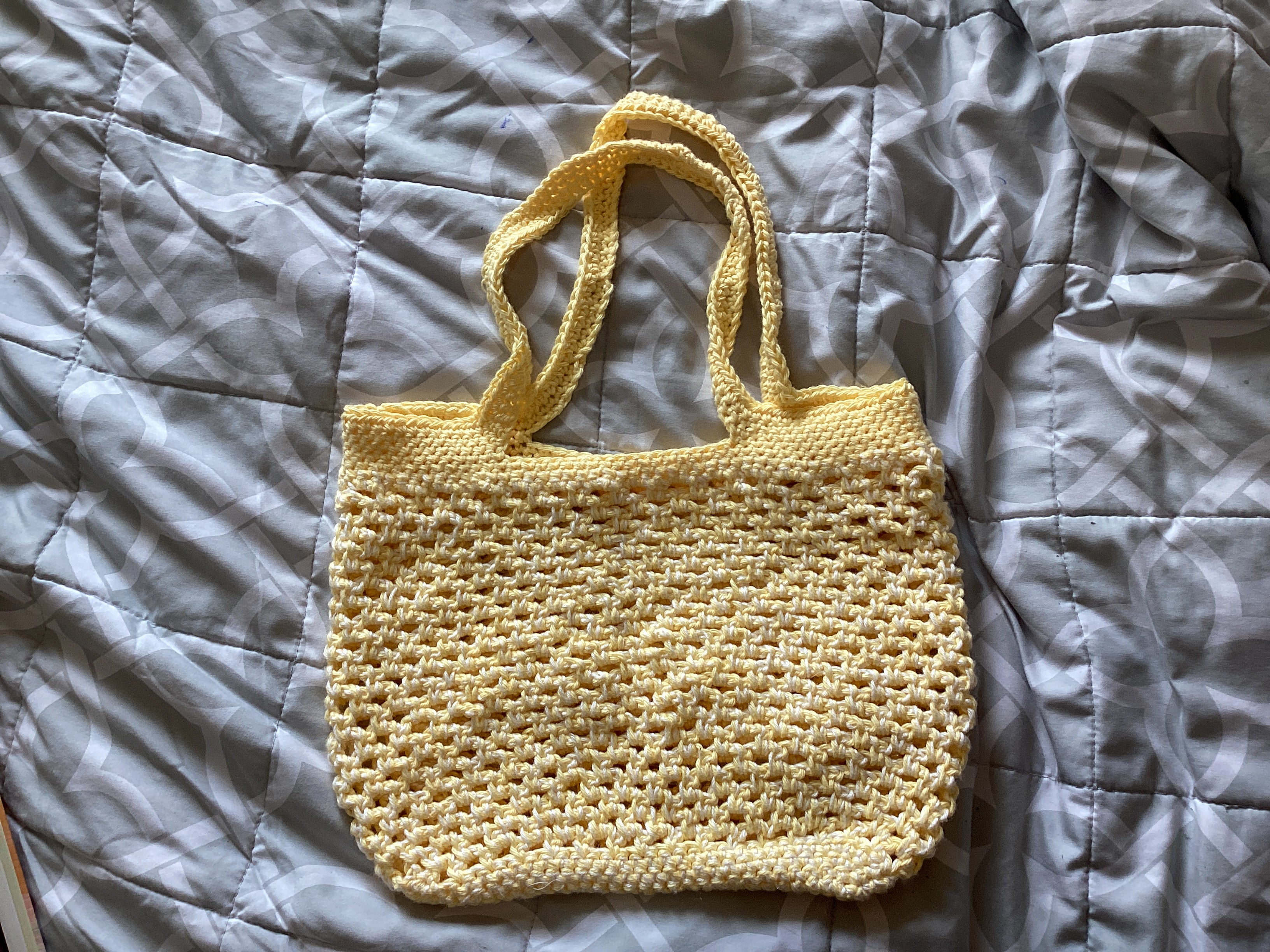 Yellow + White Mini Beach Bag