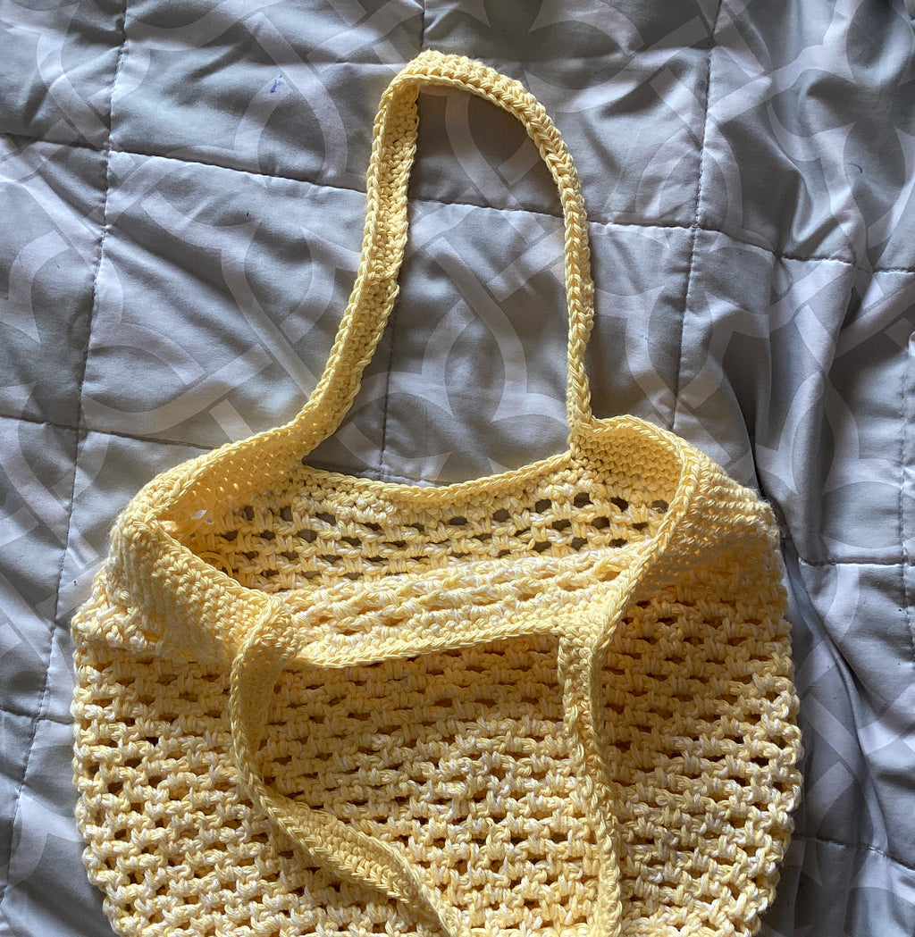 Yellow + White Mini Beach Bag