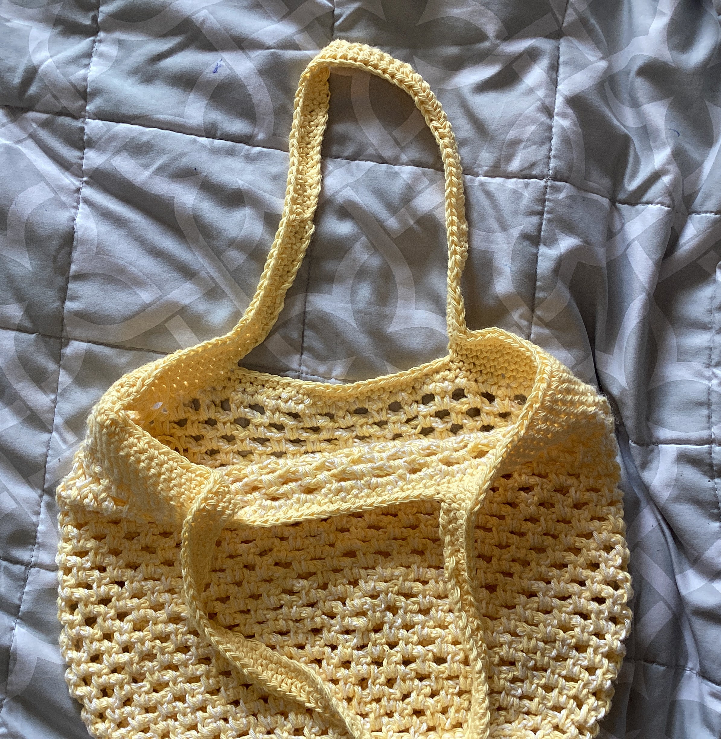 Yellow + White Mini Beach Bag